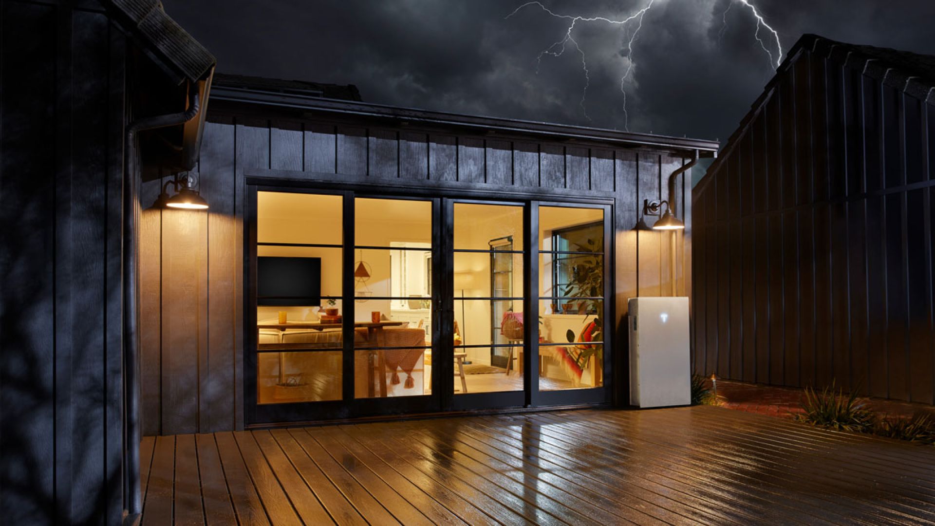 home that still has power on during a storm