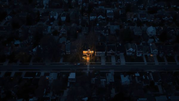 house with solar battery storage that has power during neighborhood blackout