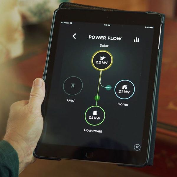Solar Panel System Backup Mode screen on tablet