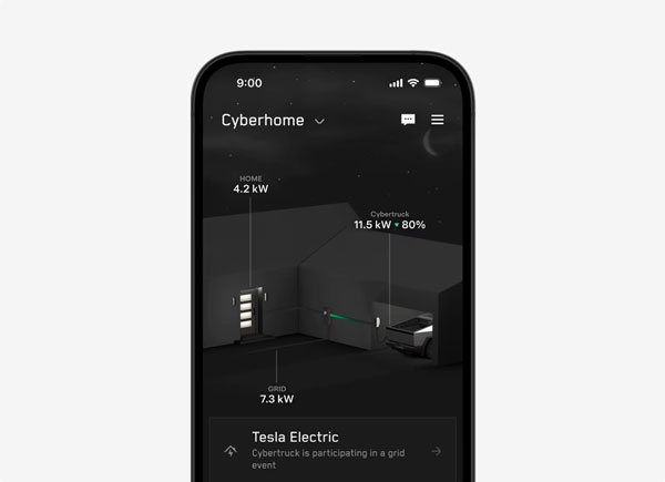 Tesla Powershare Cyberhome app